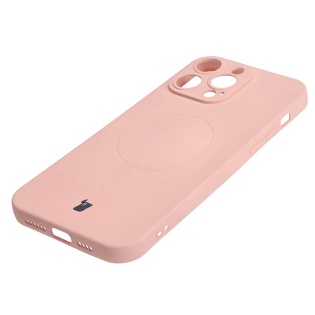 Etui silikonowe z pierścieniem magnetycznym Bizon Case Silicone Magnetic do iPhone 14 Pro Max, jasnoróżowe
