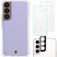 Etui + 2x szkło + obiektyw Bizon Case Clear Pack do Galaxy S22, przezroczyste