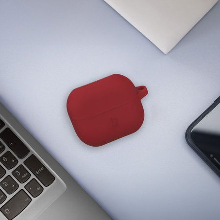 Silikonowe etui z karabińczykiem Bizon Case Headphone Silicone do Galaxy Buds 3/3 Pro, burgundowe