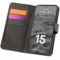 Etui z klapką Bizon Case Pocket do Xiaomi 15, czarne
