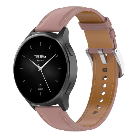 Pasek skórzany do smartwatcha, Bizon Strap Watch Casual, Quick Release 22 mm, pudrowy róż