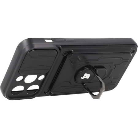 Etui Bizon Case Camshield Card Slot Ring do iPhone 14 Pro Max, czarne