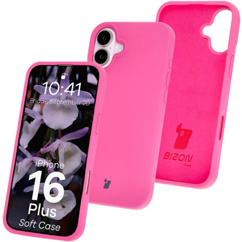 Silikonowe etui Bizon Soft Case do iPhone 16 Plus, fuksja