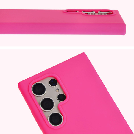 Silikonowe etui Bizon Soft Case do Galaxy S24 Ultra, neonowo-różowe