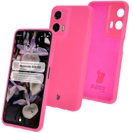 Silikonowe etui Bizon Soft Case do Motorola Moto G35 5G, neonowo-różowe