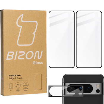 2x Szkło + szybka na aparat BIZON Edge 2 Pack  do Pixel 8 Pro