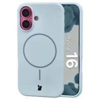 Silikonowe etui z pierścieniem magnetycznym Bizon Soft Case Magnetic do iPhone 16, błękitne