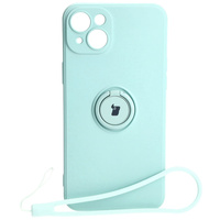 Etui Bizon Case Silicone Ring Sq do Apple iPhone 15 Plus, turkusowe