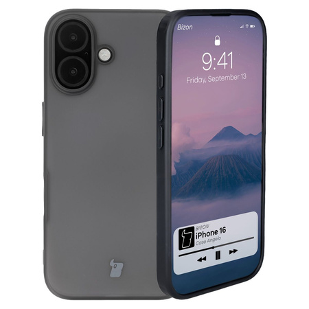 Etui Bizon Case Angelo do iPhone 16, półprzezroczyste z czarną ramką