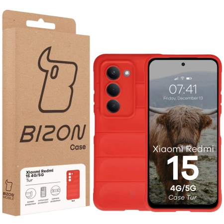 Pancerne etui Bizon Case Tur do Xiaomi Redmi 15 4G / 5G, czerwone