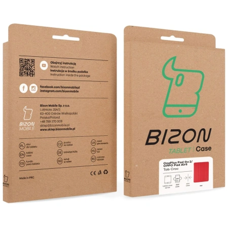 Etui z klapką Bizon Case Tab Croc do OnePlus Pad Go 2 / Oppo Pad Air5, czerwone