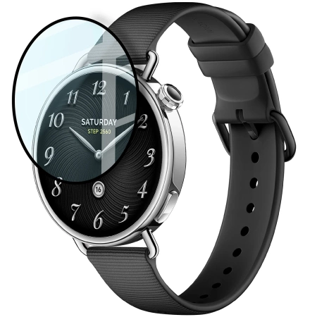 Szkło hybrydowe Bizon Glass Watch Edge Hybrid dla Xiaomi Watch S4 41 mm, czarne