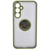 Etui z uchwytem na palec Bizon Case Hybrid Ring do Galaxy S23 FE, przydymione z zieloną ramką