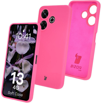 Silikonowe etui Bizon Soft Case do Xiaomi Redmi 13 4G, neonowo-różowe