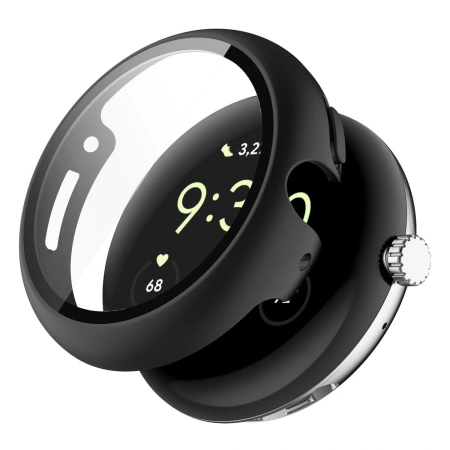 Etui ze szkłem do zegarka Bizon Case Watch Adamo do Google Pixel Watch 4 41 mm, matowe czarne