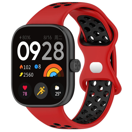 Pasek Bizon Strap Watch Octo do Xiaomi Redmi Watch 5/4 / Smart Band 9/8 Pro, czerwono-czarny