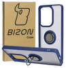 Etui z uchwytem na palec Bizon Case Hybrid Ring do Xiaomi Poco M6 Pro 4G / Xiaomi Redmi Note 13 Pro 4G, przydymione z granatową ramką