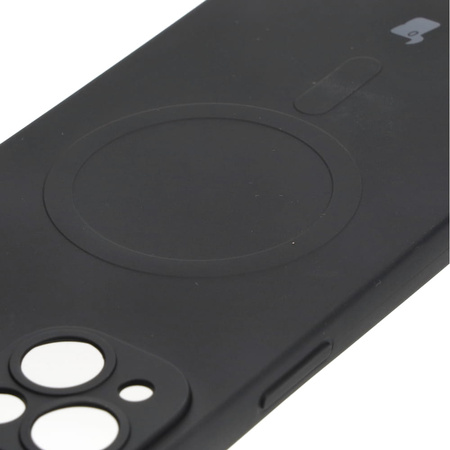 Etui silikonowe z pierścieniem magnetycznym Bizon Case Silicone Magnetic do iPhone 14 Plus, czarne
