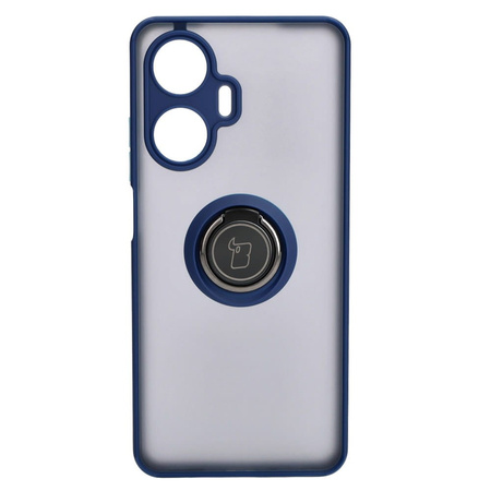 Etui z uchwytem na palec Bizon Case Hybrid Ring do Realme C55, przydymione z granatową ramką