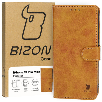 Etui z klapką Bizon Case Pocket do iPhone 13 Pro Max, brązowe