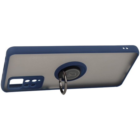 Etui z uchwytem na palec Bizon Case Hybrid Ring do Xiaomi Redmi Note 11 Pro / Pro 5G, przydymione z granatową ramką