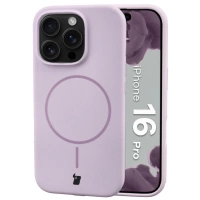 Silikonowe etui z pierścieniem magnetycznym Bizon Soft Case Magnetic do iPhone 16 Pro, jasnofioletowe