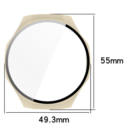 Etui ze szkłem do zegarka Bizon Case Watch Adamo do Huawei Watch GT 5 Pro 46 mm, beżowe