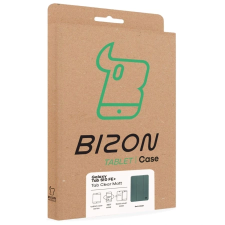 Etui z klapką Bizon Case Tab Clear Matt do Galaxy Tab S10 FE Plus, ciemnozielone
