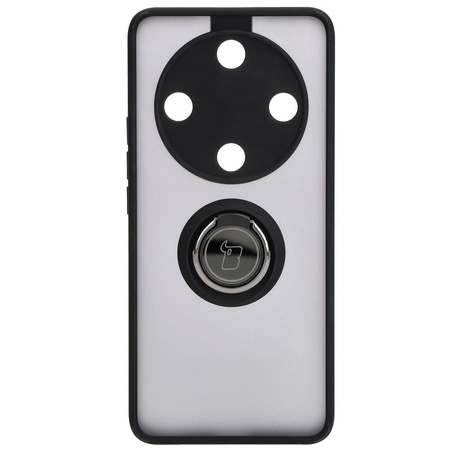 Etui z uchwytem na palec Bizon Case Hybrid Ring do Honor Magic6 Lite, przydymione z czarną ramką