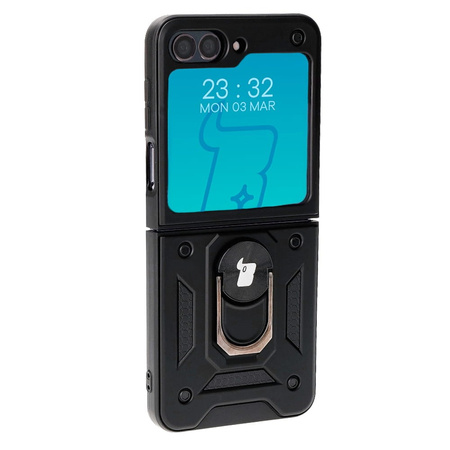 Etui Bizon Case Shield Ring do Samsung Galaxy Z Flip5, czarne