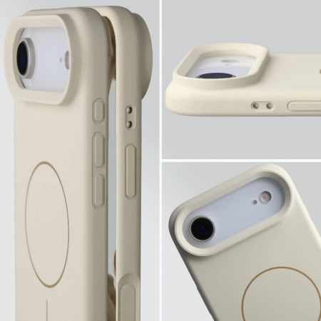 Silikonowe etui z pierścieniem magnetycznym Bizon Soft Case Magnetic do iPhone Air, écru
