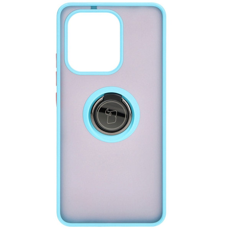Etui z uchwytem na palec Bizon Case Hybrid Ring do Xiaomi Redmi Note 13 4G, przydymione z jasnoniebieską ramką