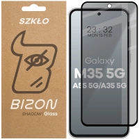 Prywatyzujące szkło hartowane Bizon Glass Edge Shadow do Galaxy A35 5G / A55 5G, przyciemniane z czarną ramką