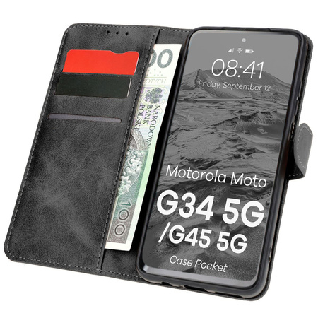 Etui z klapką Bizon Case Pocket do Motorola Moto G34 5G, czarne