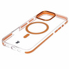 Etui z pierścieniem magnetycznym Bizon Case Marco do iPhone 16 Pro Max, przezroczyste z pomarańczową ramką
