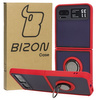 Etui z uchwytem na palec Bizon Case Hybrid Ring do Motorola Razr 40, przydymione z czerwoną ramką