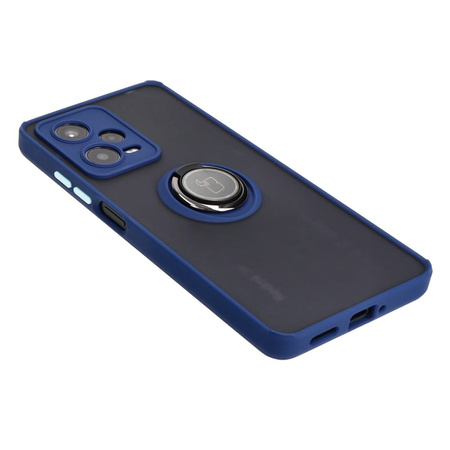 Etui z uchwytem na palec Bizon Case Hybrid Ring do Xiaomi Redmi Note 12 Pro 5G, przydymione z granatową ramką