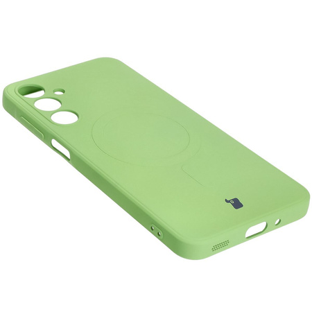 Silikonowe etui z pierścieniem magnetycznym Bizon Case Silicone Magnetic Sq do Galaxy A16 4G / 5G, jasnozielone