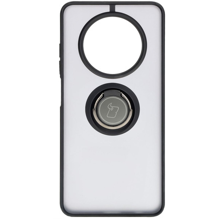 Etui z uchwytem na palec Bizon Case Hybrid Ring do Realme 12 / 12x, przydymione z czarną ramką