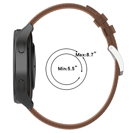 Pasek skórzany do smartwatcha, Bizon Strap Watch Casual, Quick Release 22 mm, jasnobrązowy