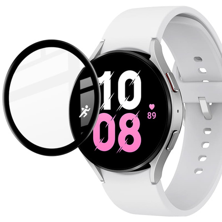 Szkło hybrydowe Bizon Glass Edge dla Galaxy Watch 5 / 6 44 mm, czarne