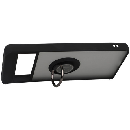 Etui z uchwytem na palec Bizon Case Hybrid Ring do Google Pixel 7, przydymione z czarną ramką