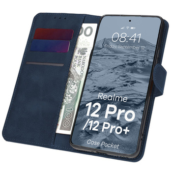 Etui z klapką Bizon Case Pocket do Realme 12 Pro / 12 Pro+, granatowe