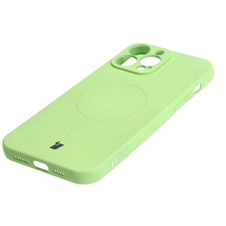 Etui silikonowe z pierścieniem magnetycznym Bizon Case Silicone Magnetic do iPhone 13 Pro Max, jasnozielone