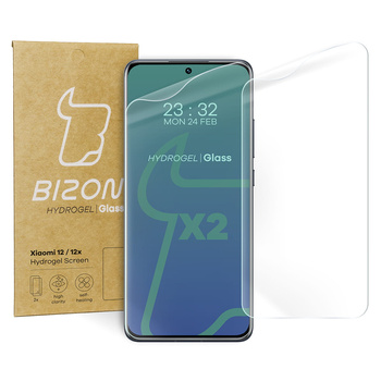 Folia hydrożelowa na ekran Bizon Glass Hydrogel, Xiaomi 12 / 12X, 2 sztuki