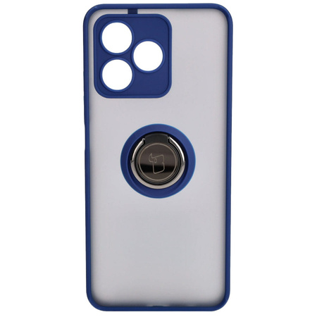 Etui z uchwytem na palec Bizon Case Hybrid Ring do Realme C53 / C51, przydymione z granatową ramką