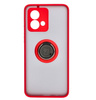 Etui z uchwytem na palec Bizon Case Hybrid Ring do Motorola Moto G84 5G, przydymione z czerwoną ramką