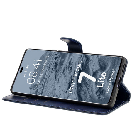 Etui z klapką Bizon Case Pocket do Honor Magic7 Lite, granatowe