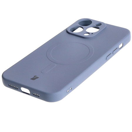 Etui silikonowe z pierścieniem magnetycznym Bizon Case Silicone Magnetic do iPhone 15 Pro Max, szare