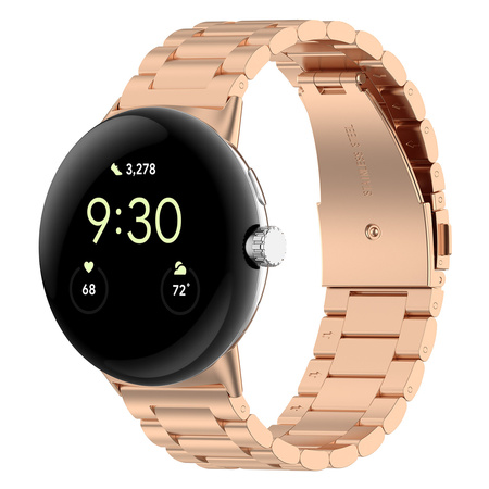Pasek ze stali nierdzewnej Bizon Strap Watch Aura do Google Pixel Watch 4/3 45 mm, różowozłoty